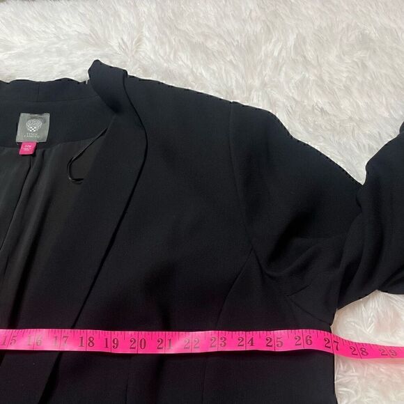 Vince Camuto Ruched Sleeve Blazer Size 22 W Black Hook Closure Collared Vneck - Picture 4 of 10